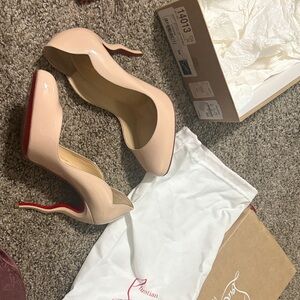 Christian Louboutin Wawy Dolly 100  Blush Patent Leather Heels size 38